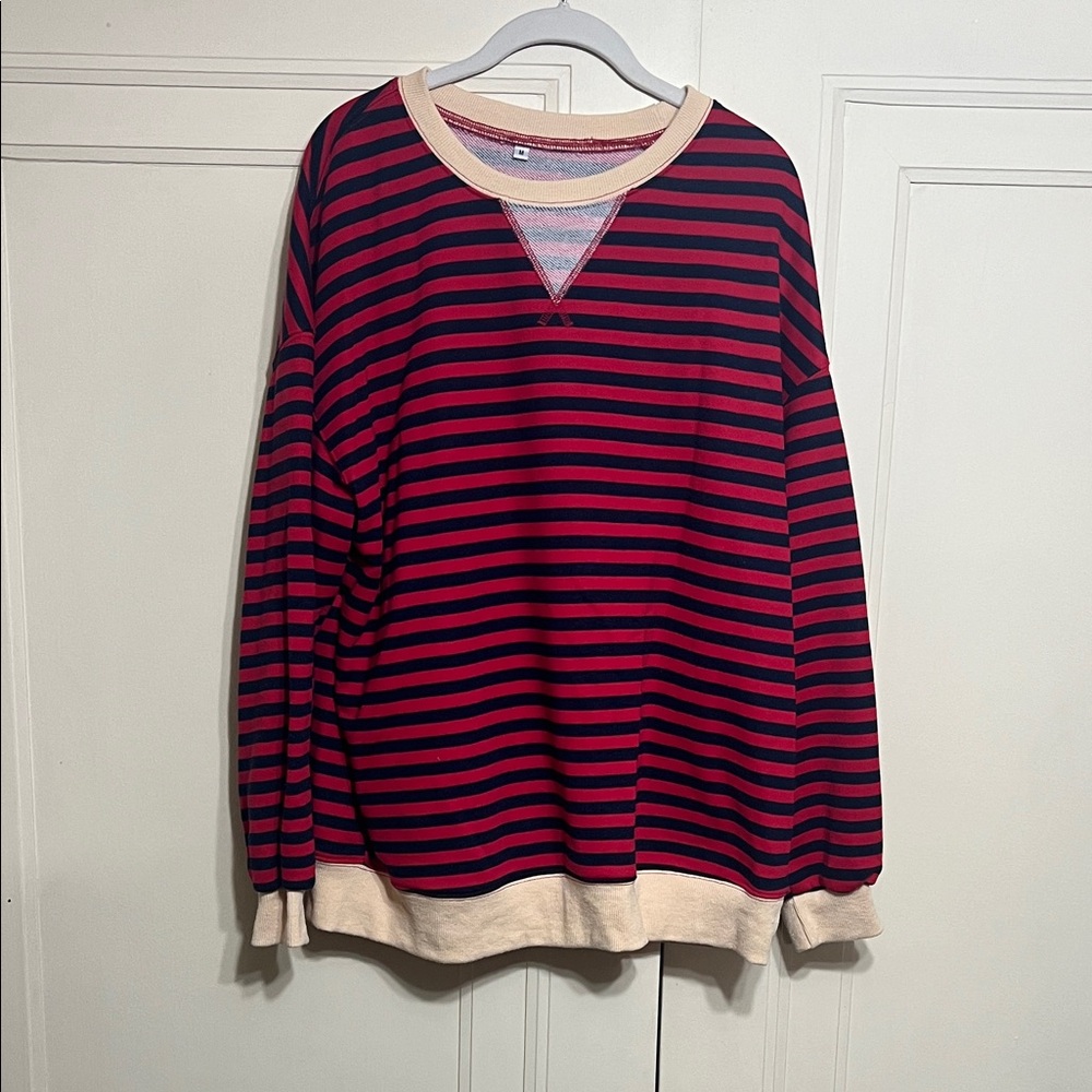 Red and Black Striped Sweatshirt